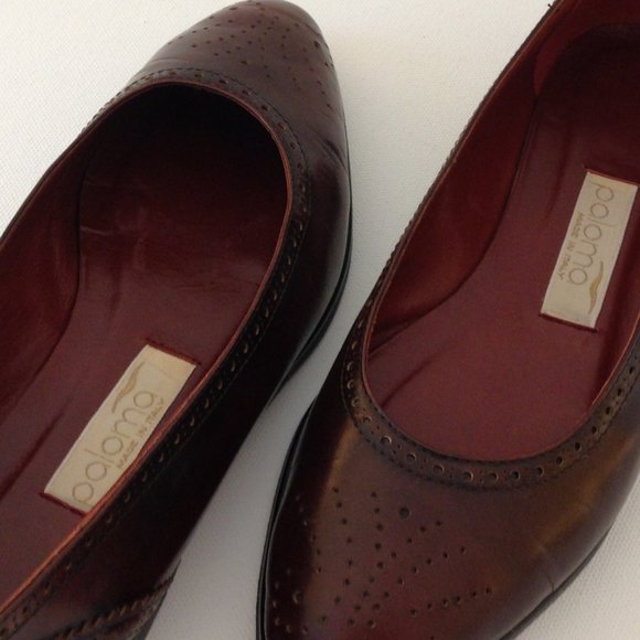 Paloma Flats Classic Wingtip Italian Leather 6M - Picture 3 of 15